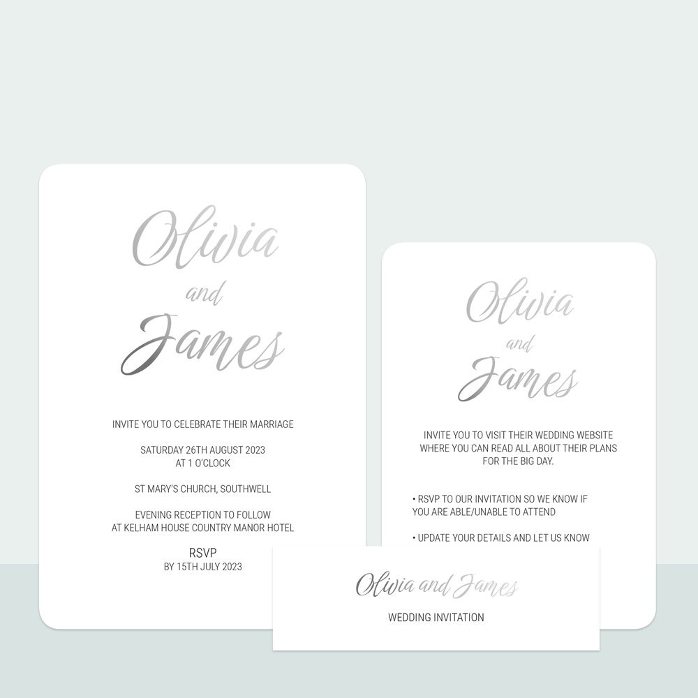 Classic Script - Foil Wedding Invitation & Information Card Suite