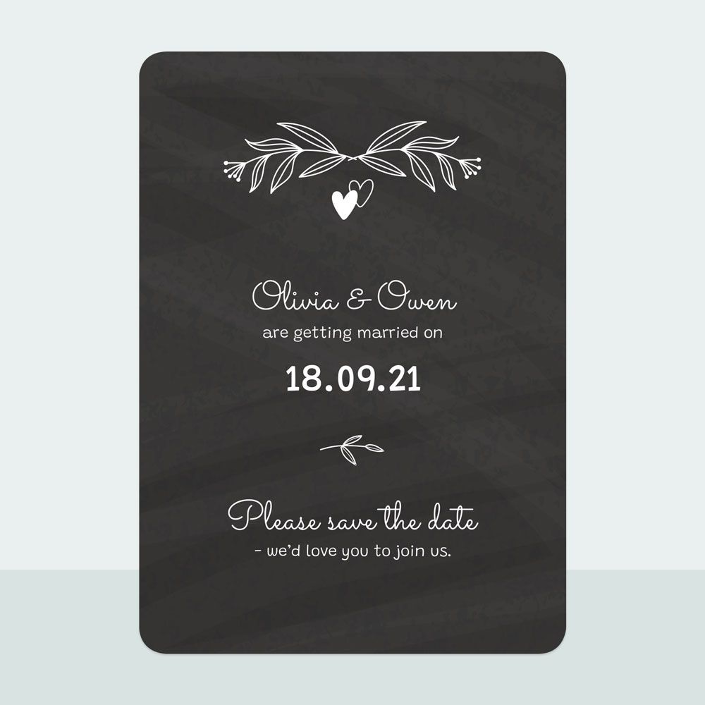 Chalkboard Hearts - Save the Date Cards