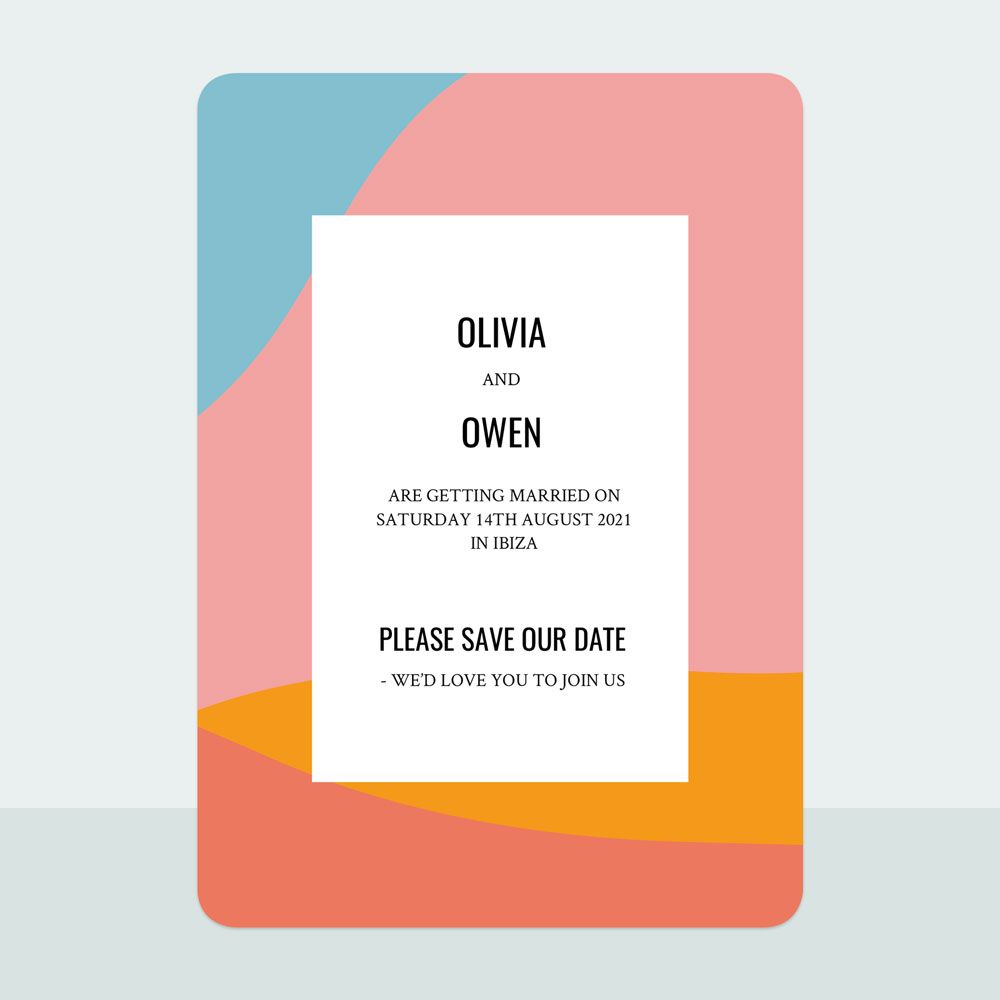 Colour Block Border - Save the Date Cards