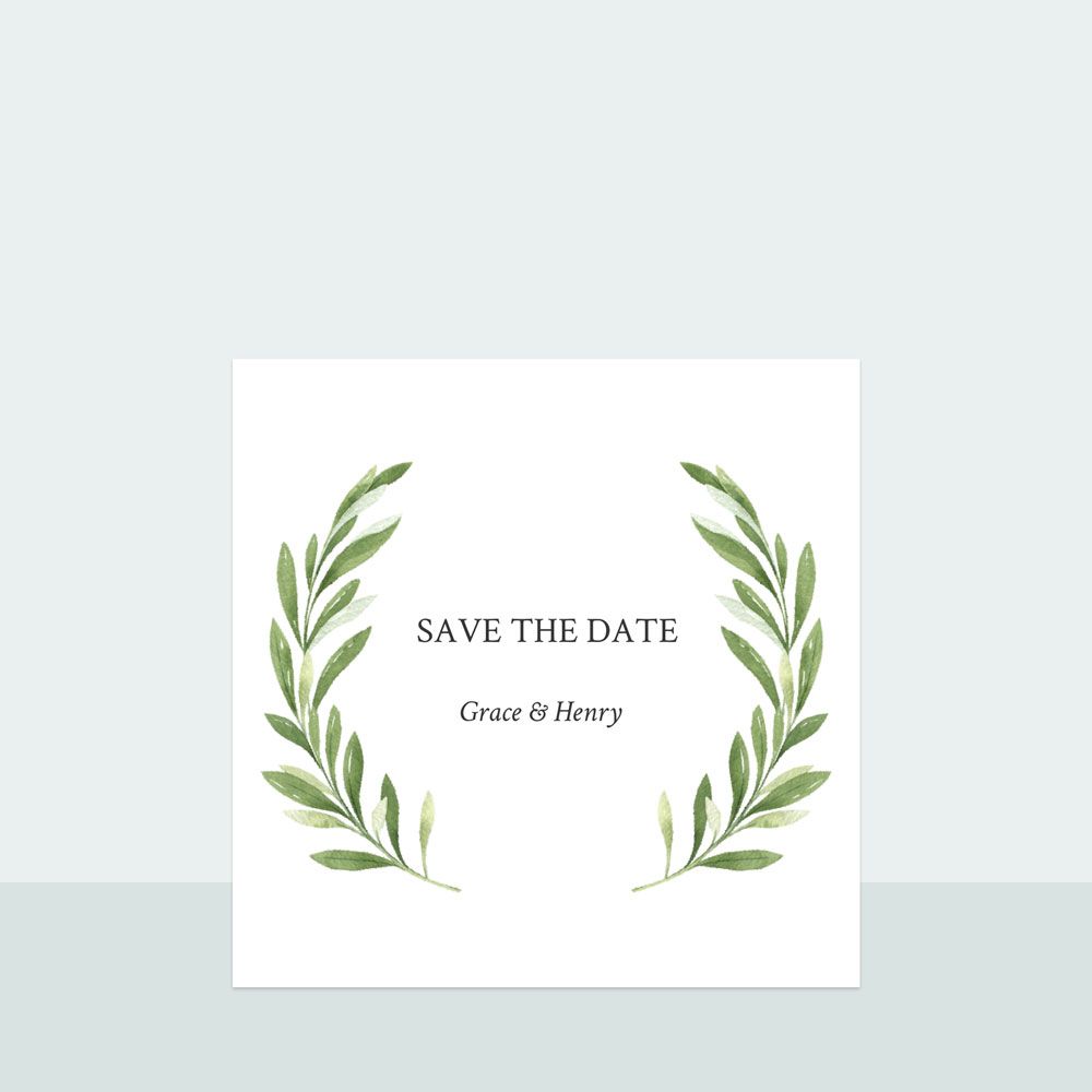 Olive Wreath - Save the Date Cards