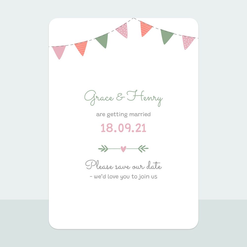 Rustic Bunting - Save the Date Cards