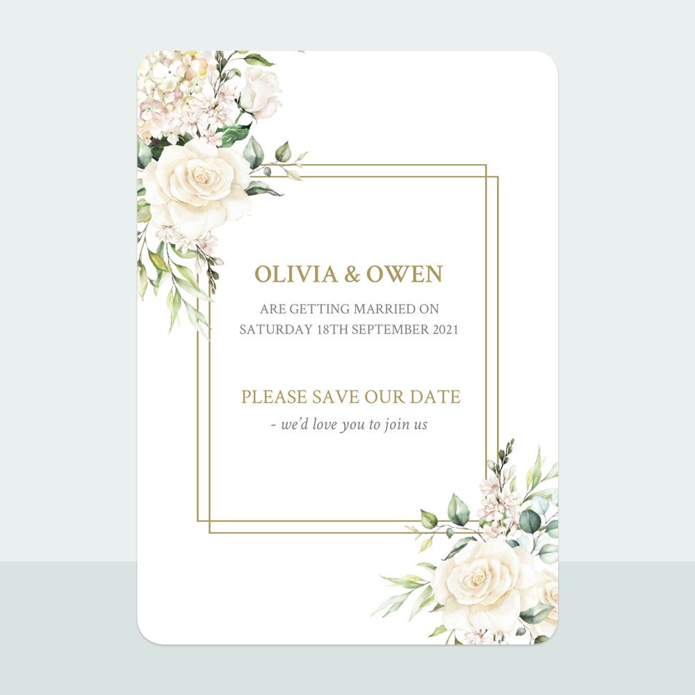 White Roses - Save the Date Cards