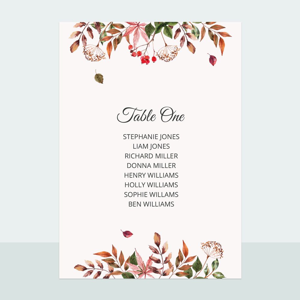Autumn Leaves - Table Plan Cards