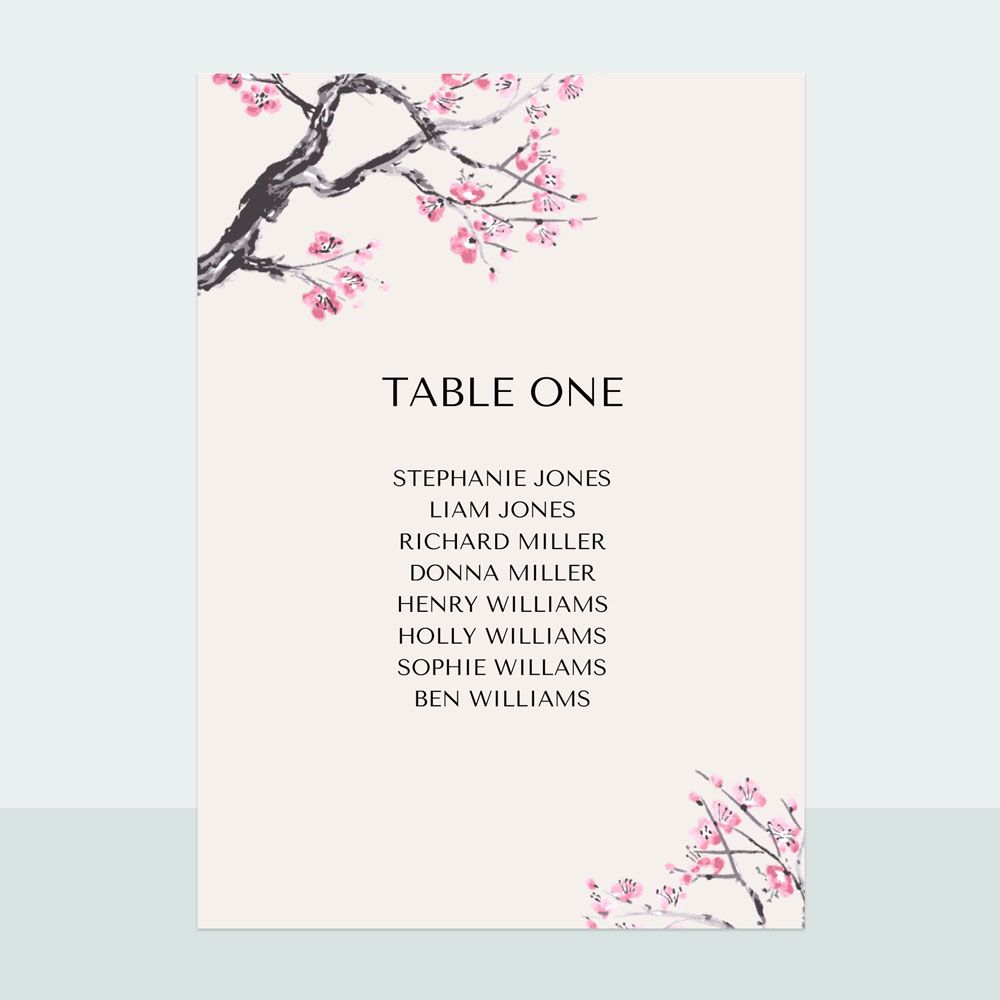 Cherry Blossom - Table Plan Cards
