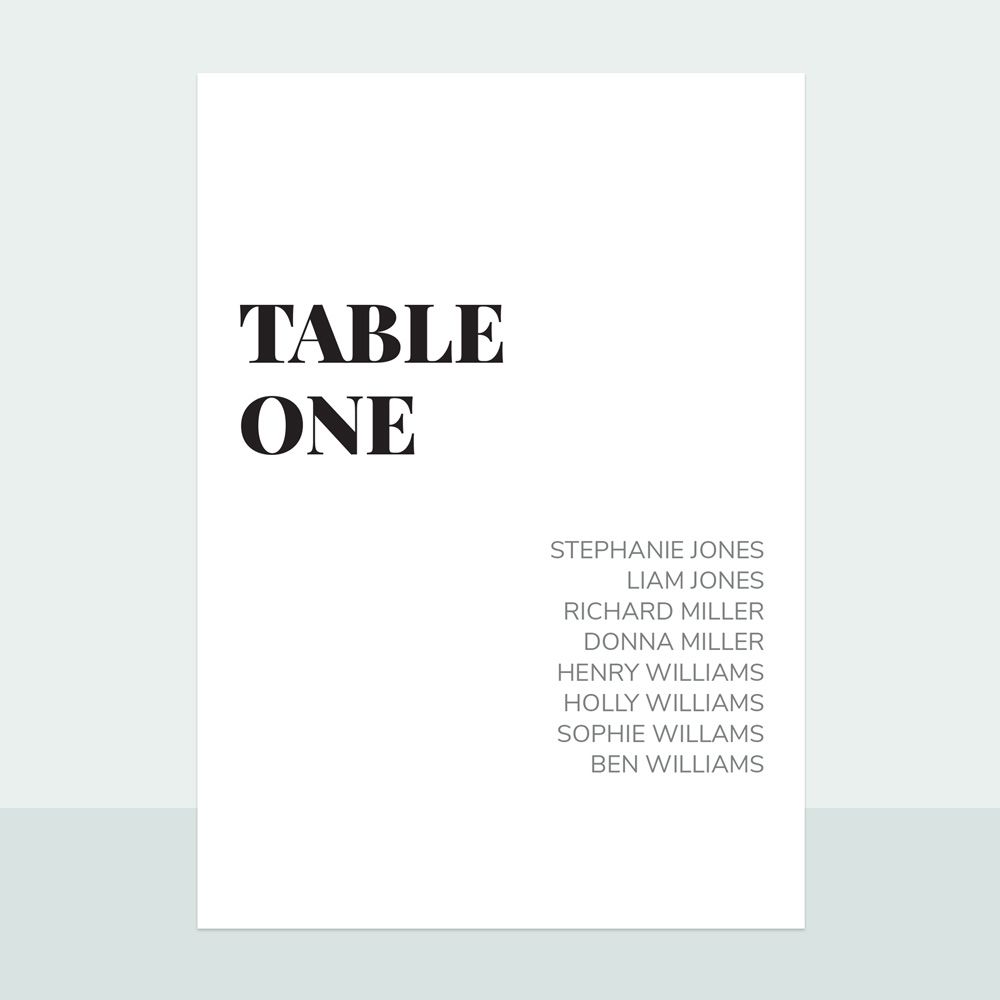 Column Table Card Classic Monogram - Metallic Table Planner Cards - Fast Delivery at ...
