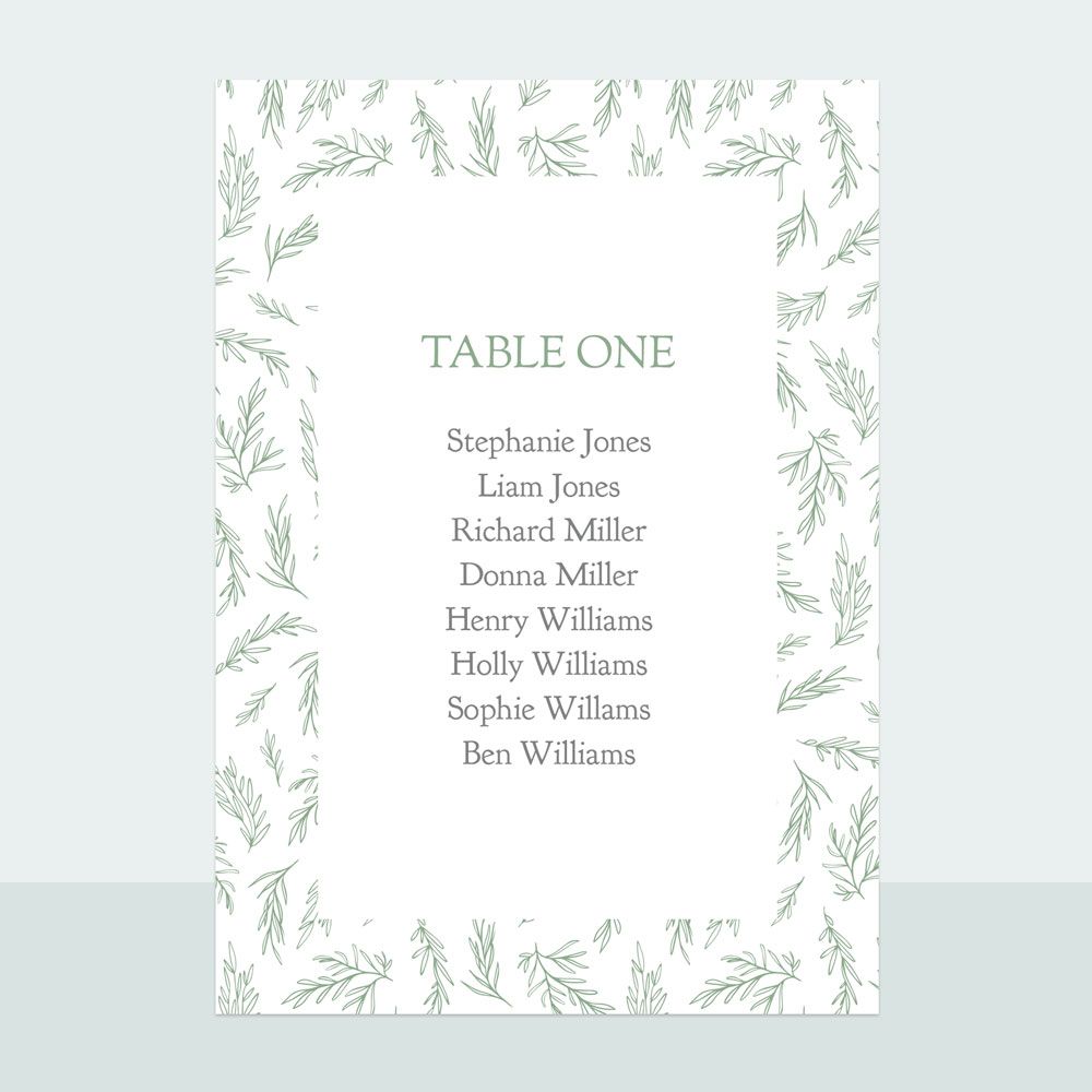 Dainty Leaf Border - Table Plan Cards