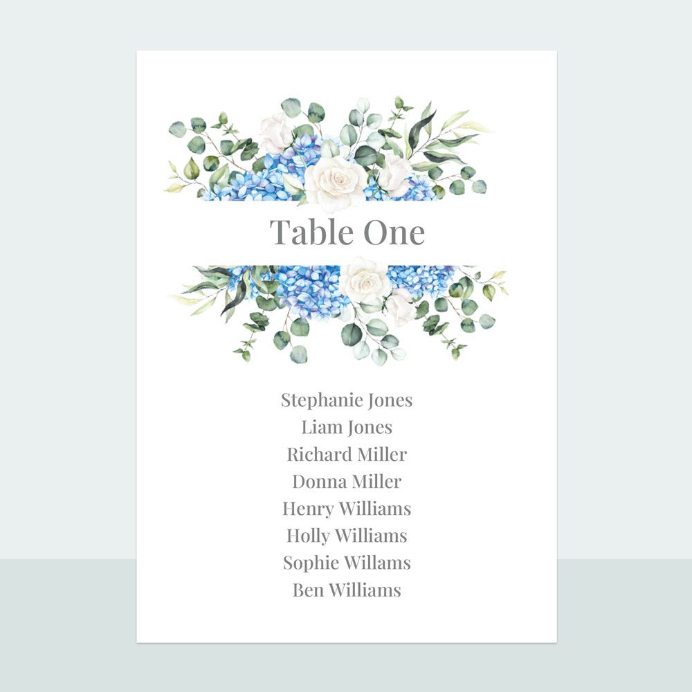 Hydrangea Bouquet - Table Plan Cards