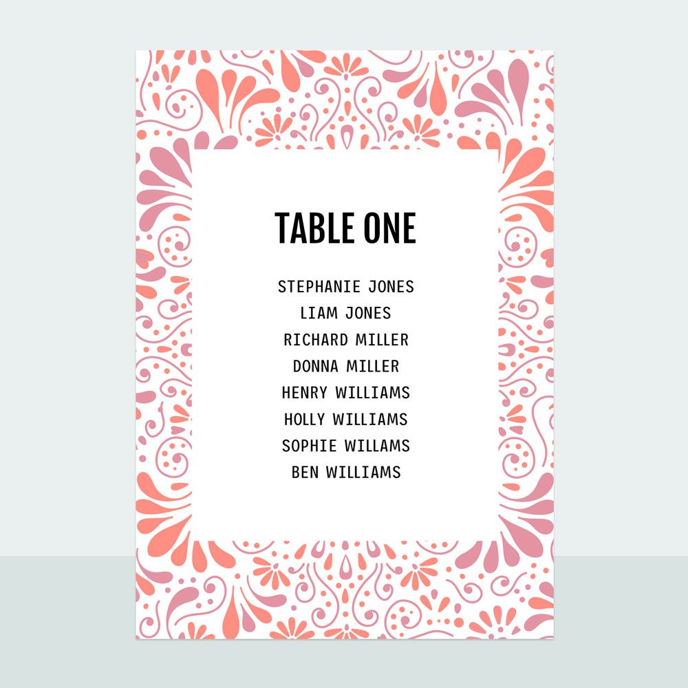 Indian Summer - Table Plan Cards