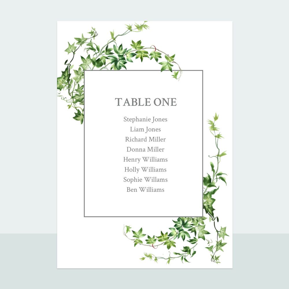 Ivy Garland - Table Plan Cards
