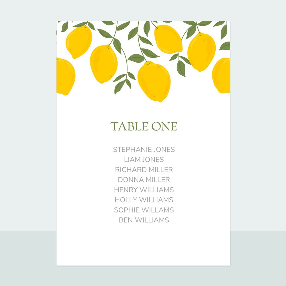 Lemons - Table Plan Cards
