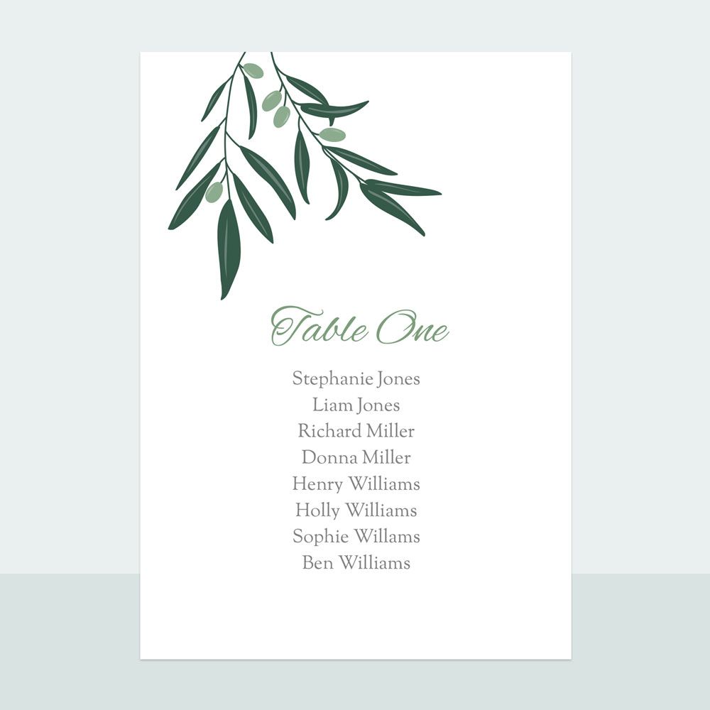 Olive Sprig - Table Plan Cards