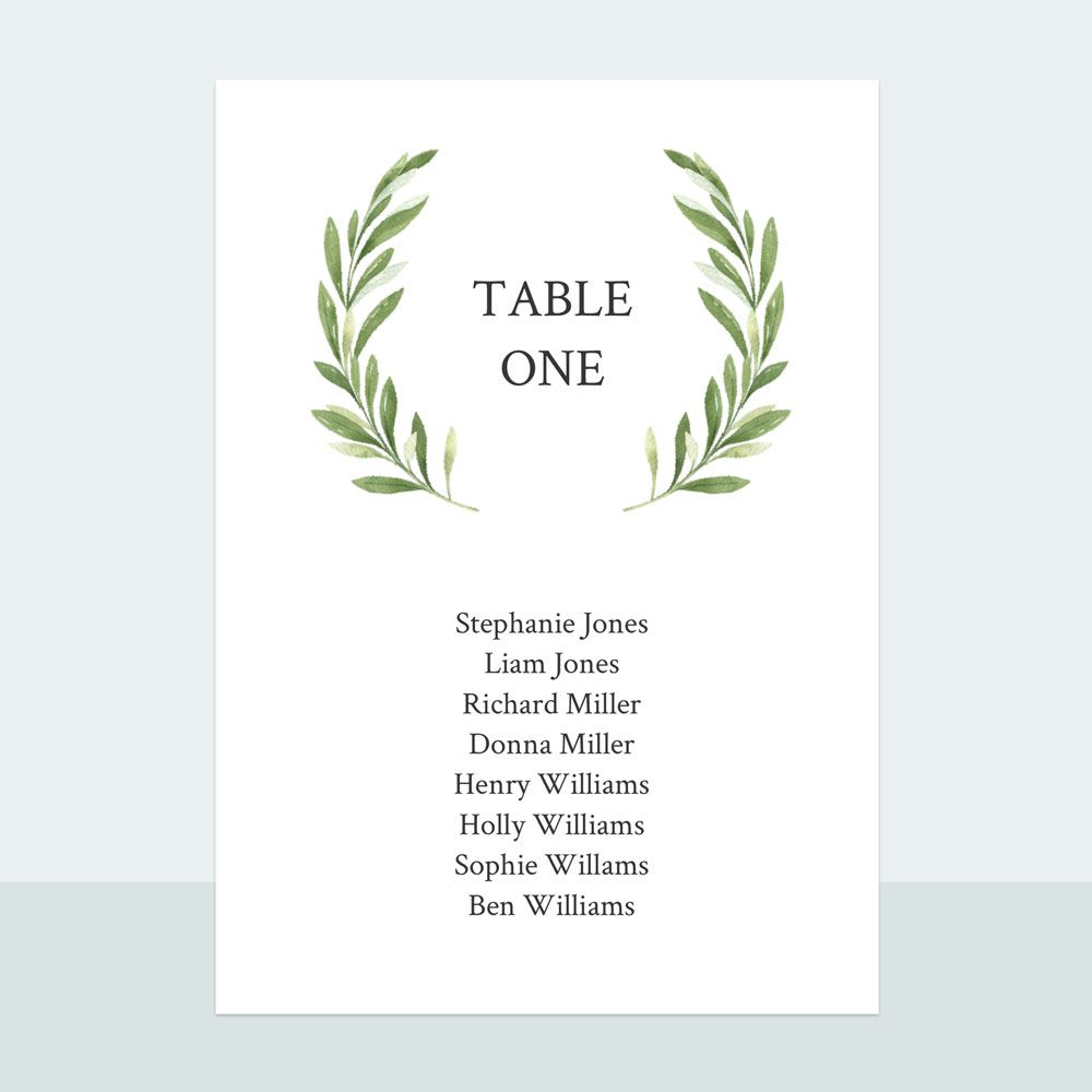 Olive Wreath - Table Plan Cards