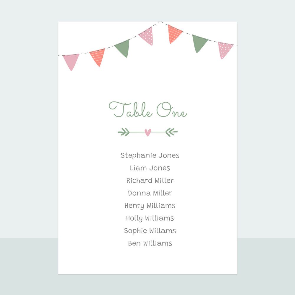 Rustic Bunting - Table Plan Cards