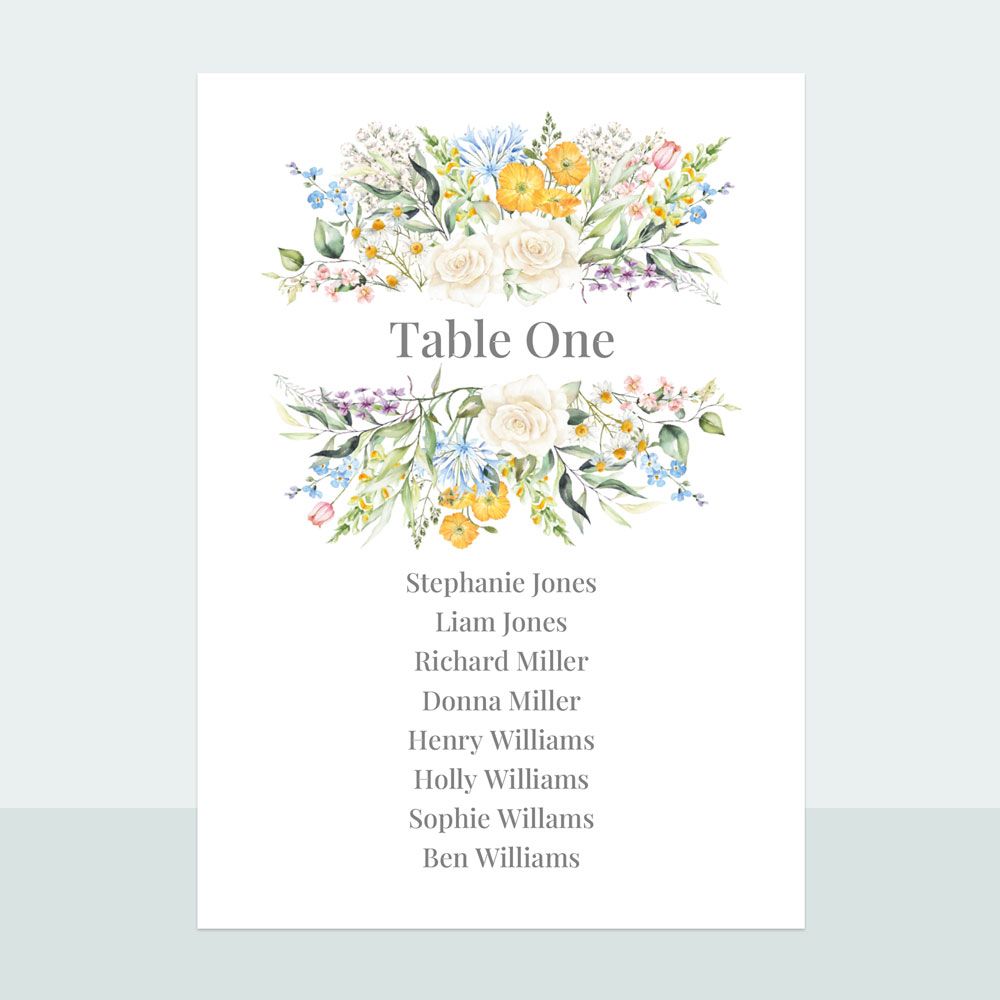 Spring Bouquet - Table Plan Cards
