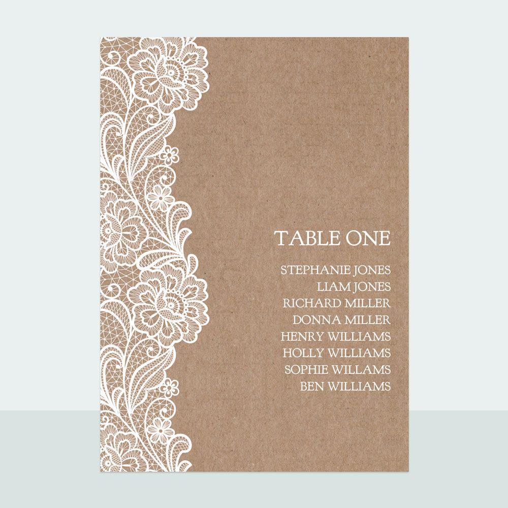 Traditional Rustic Lace - Table Plan Cards