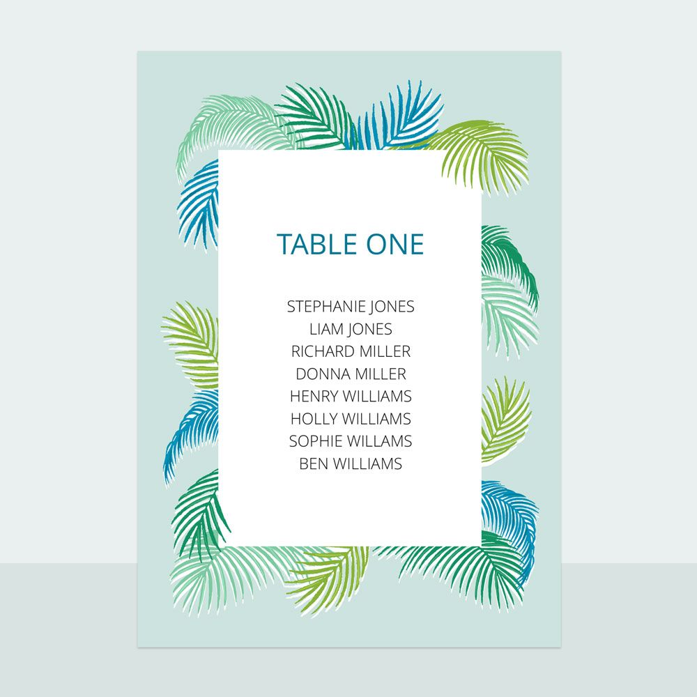 Tropical Fern - Table Plan Cards