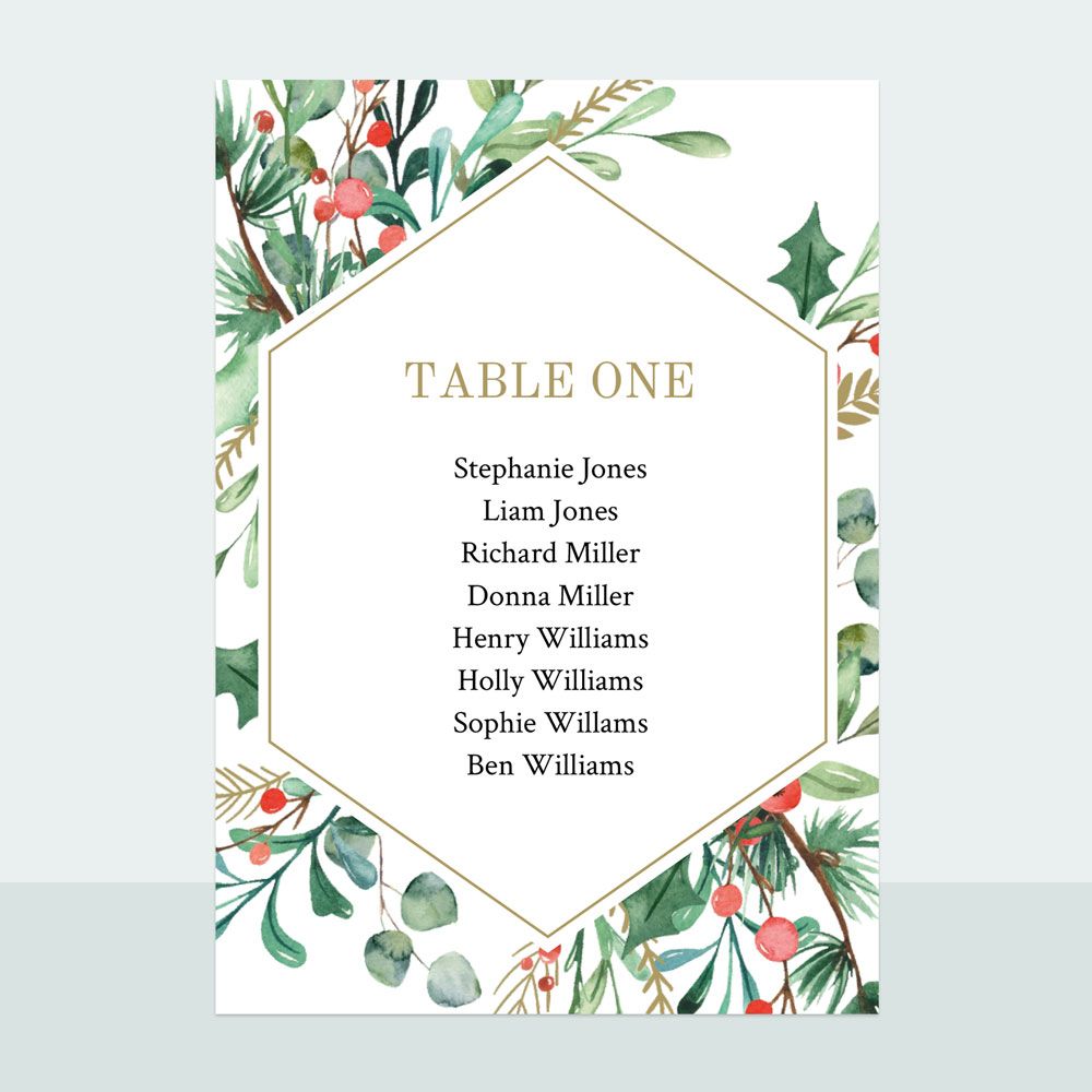 Winter Berry - Table Plan Cards