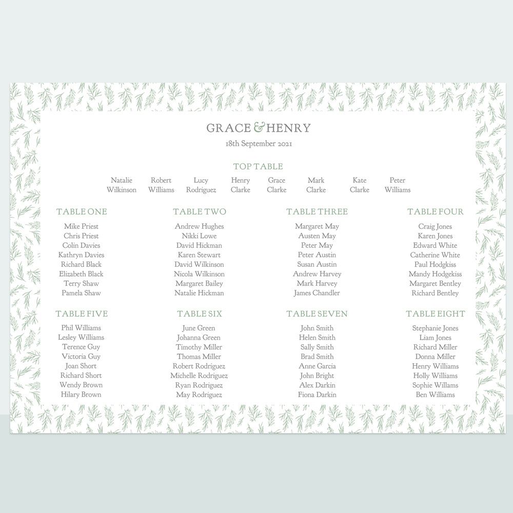 Dainty Leaf Border - Table Plan