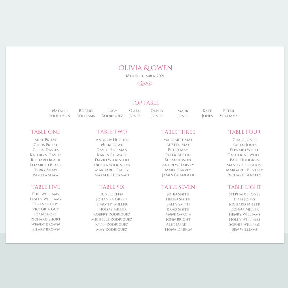 Formal Typography Bespoke - Table Plan