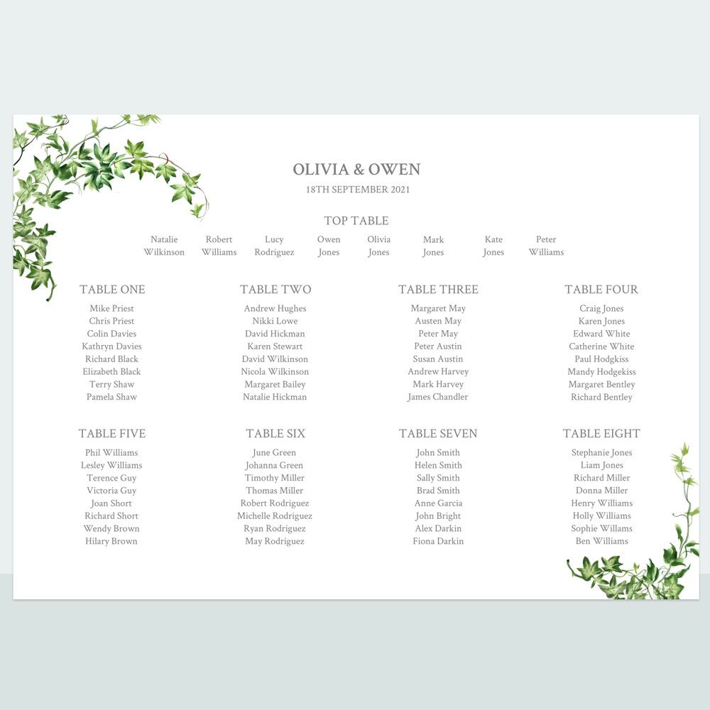 Ivy Garland - Table Plan