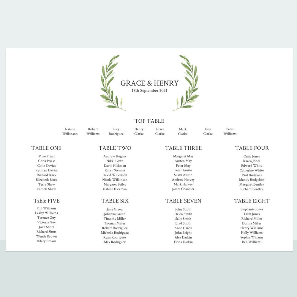 Olive Wreath - Table Plan