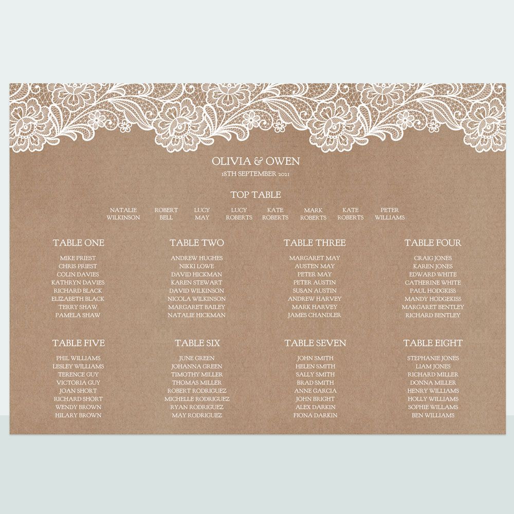 Traditional Rustic Lace - Table Plan
