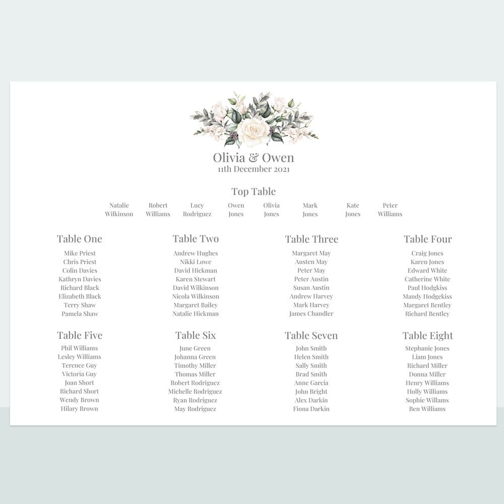 Winter Bouquet - Table Plan