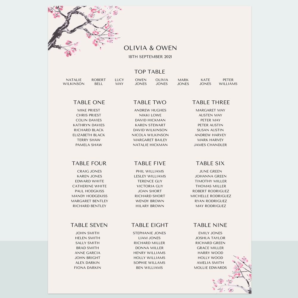 Cherry Blossom - Table Plan