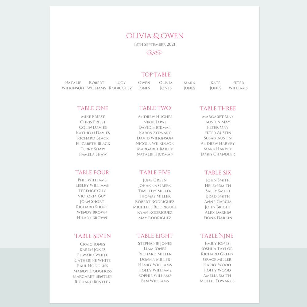 Formal Typography Bespoke - Table Plan