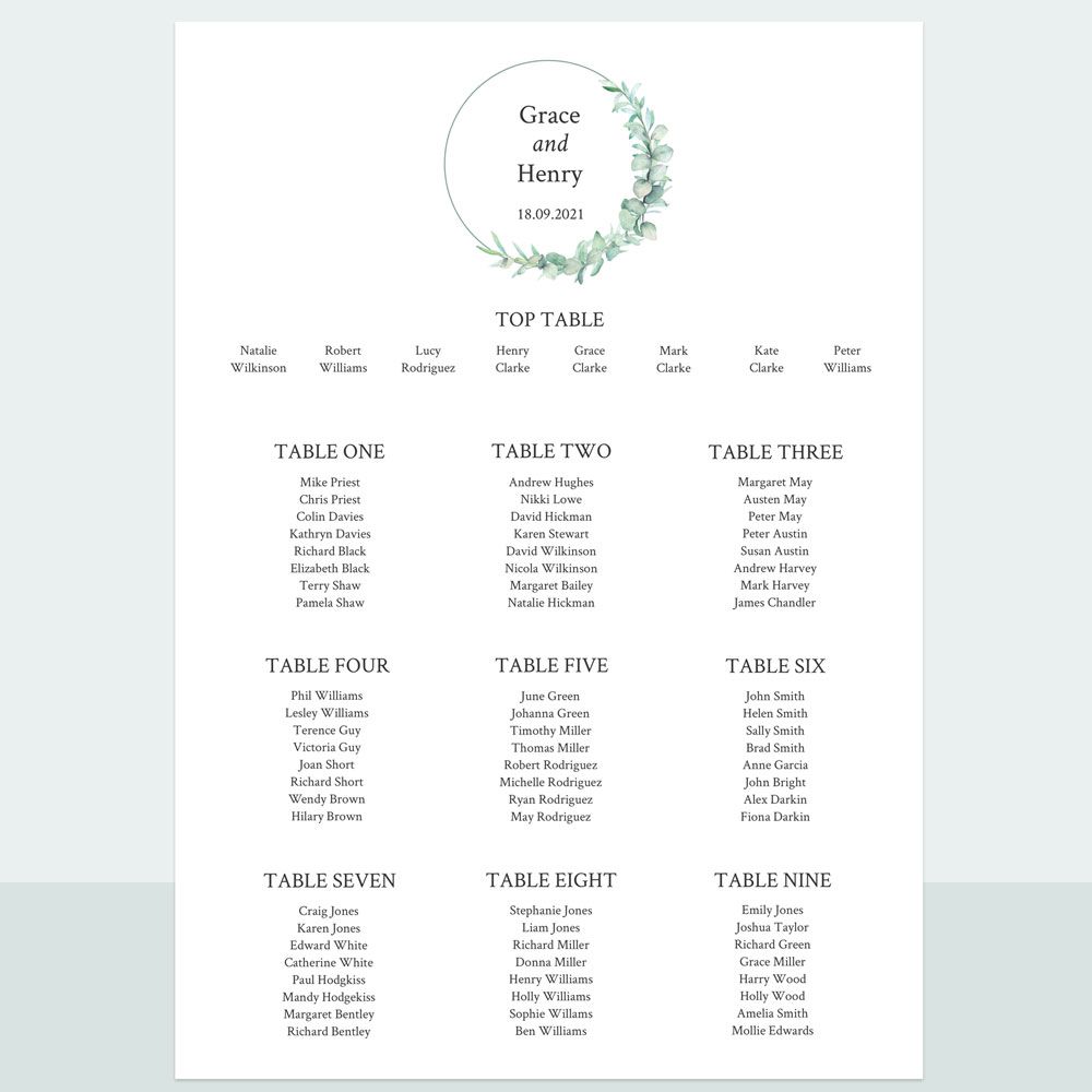 Greenery Garland - Table Plan