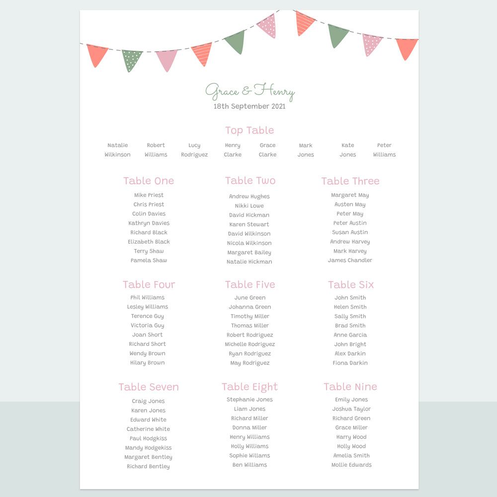 Rustic Bunting - Table Plan