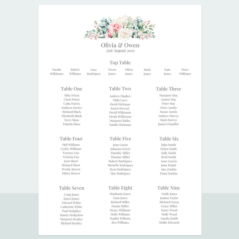 Summer Bouquet - Table Plan