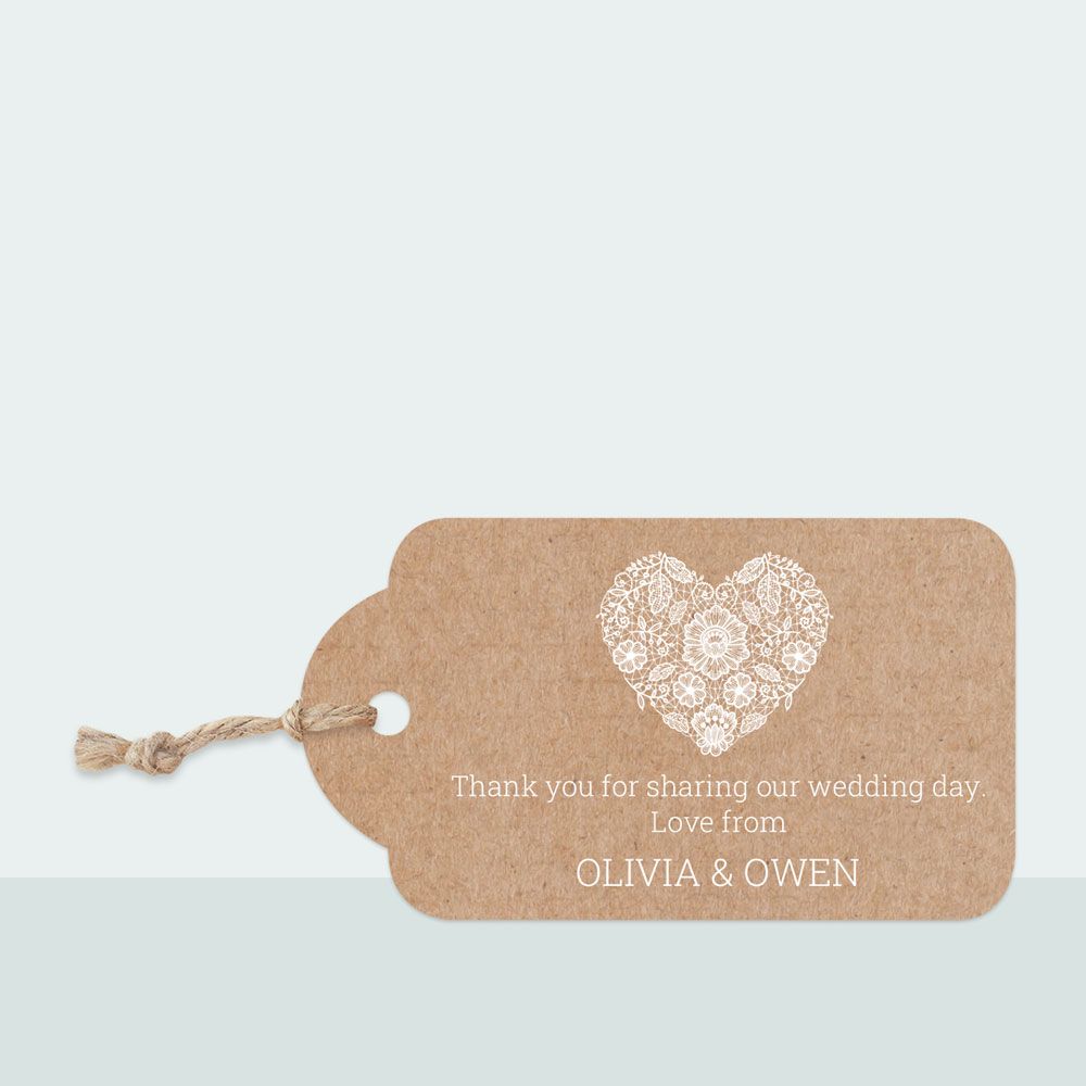 Rustic Lace Heart - Favour Tag