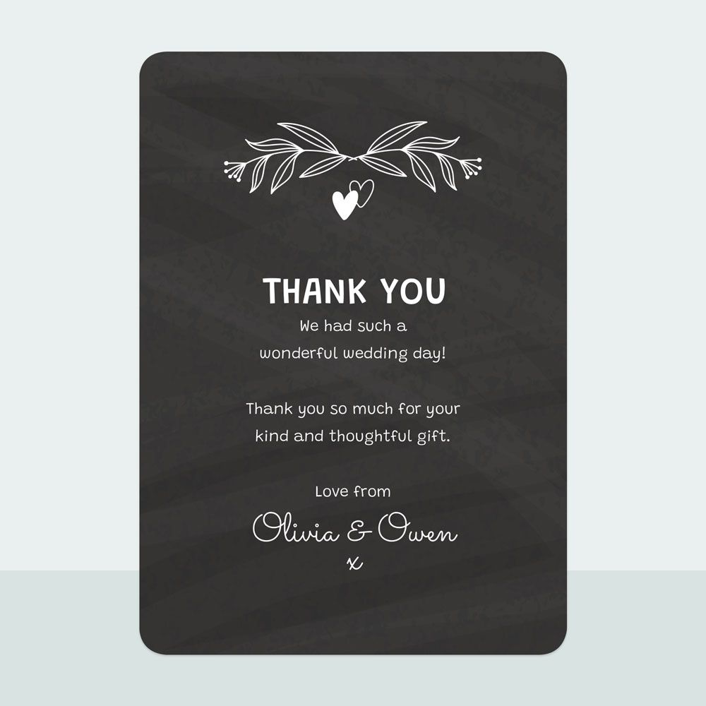 Chalkboard Hearts - Thank You Card