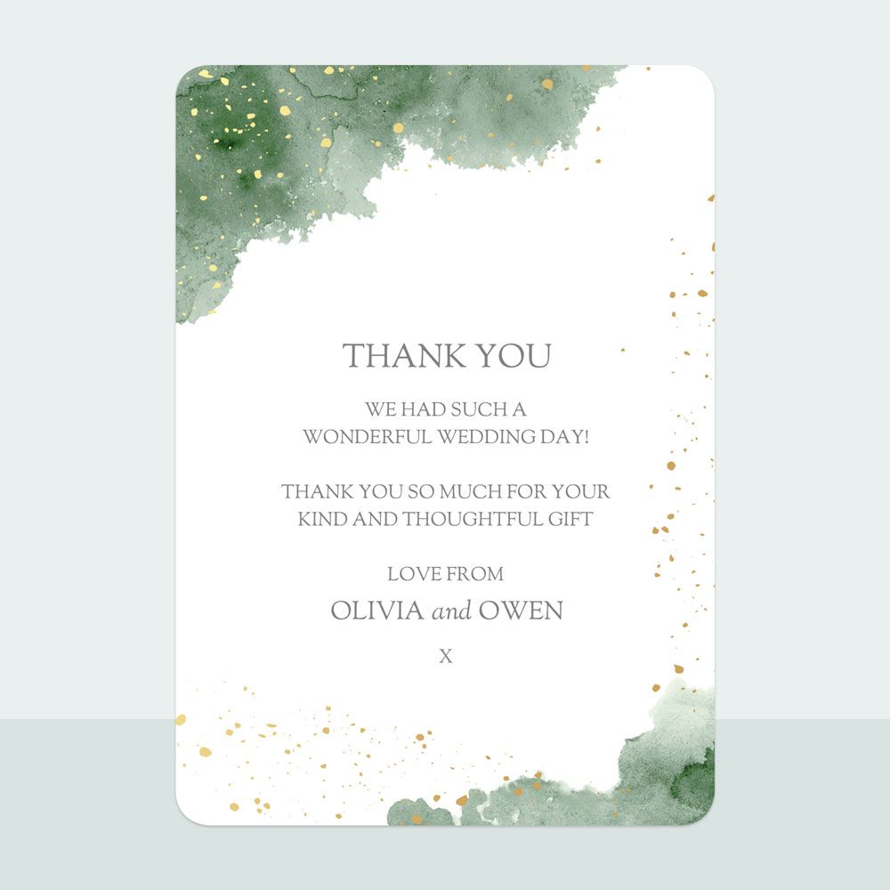 Green Inkwash - Foil Thank You Card