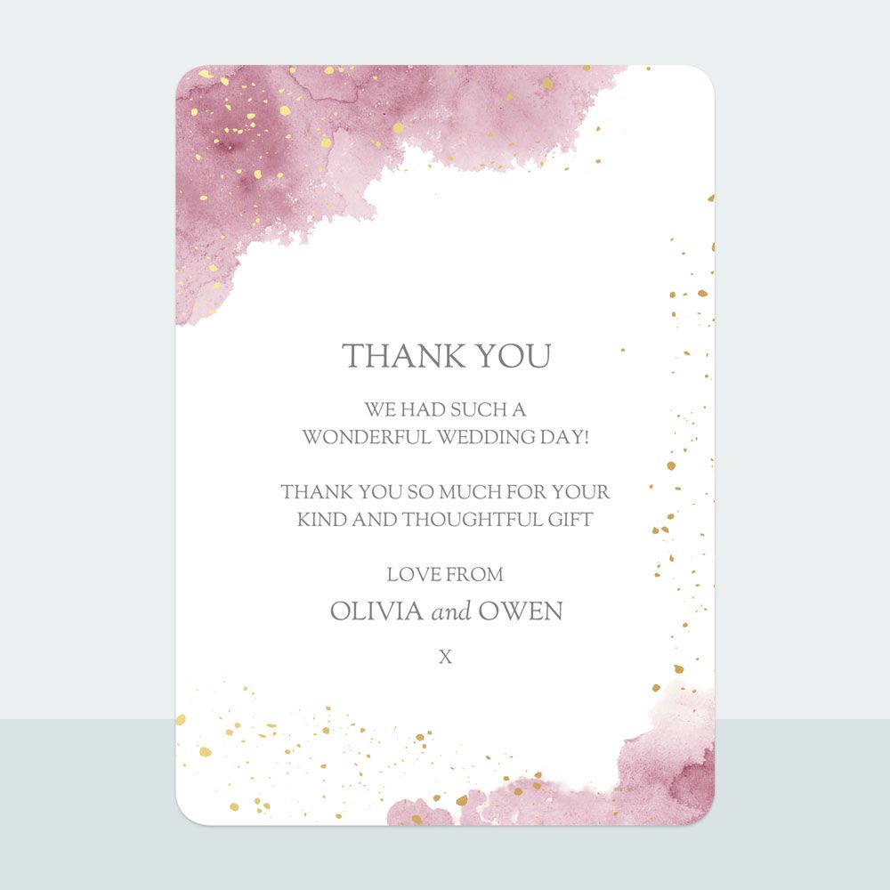 Pink Inkwash - Foil Thank You Card