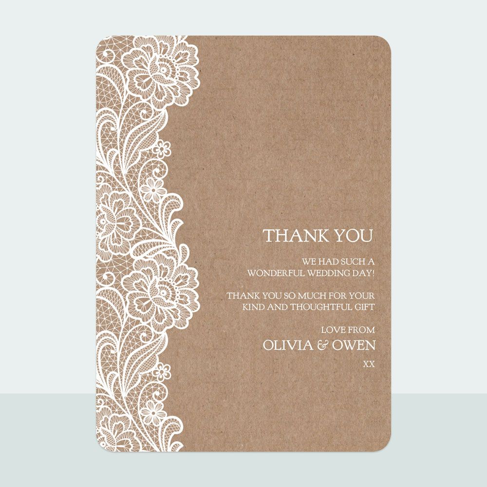 Traditional Rustic Lace - Thank You Card