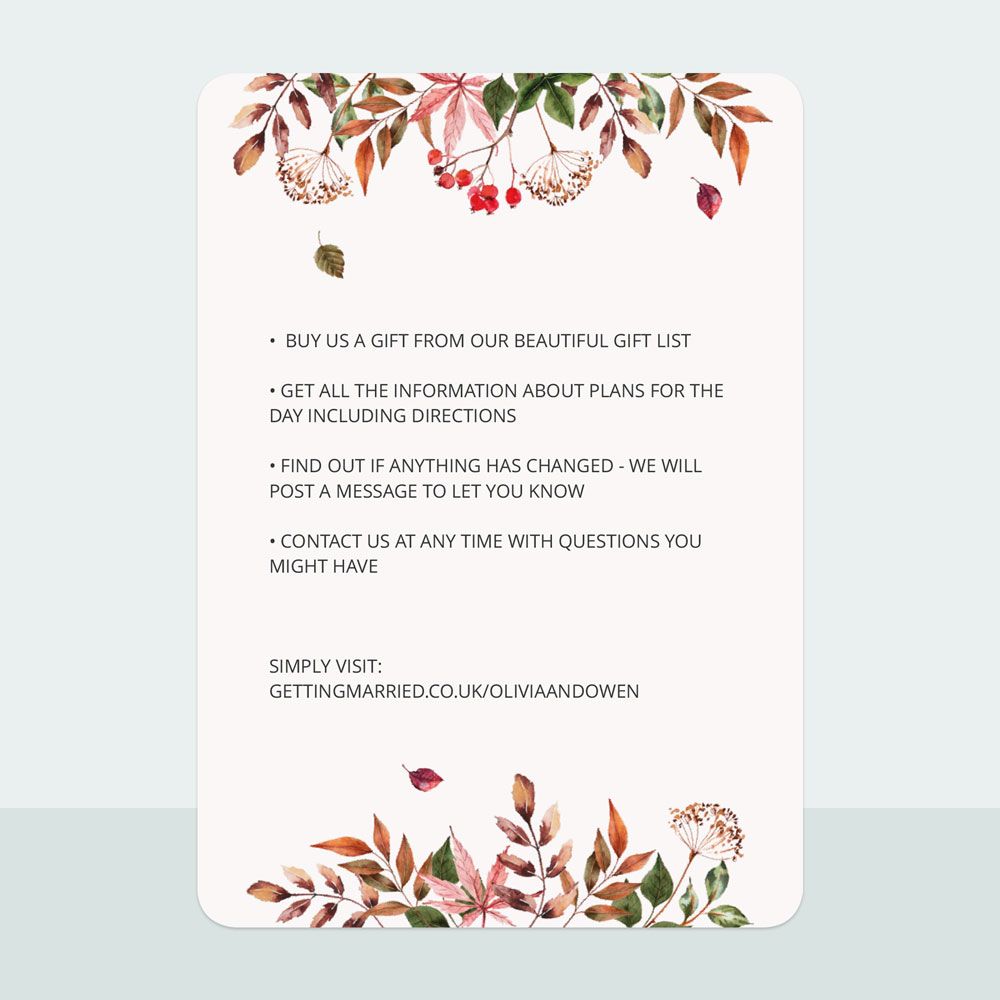 Autumn Leaves - Wedding Invitation & Information Card Suite