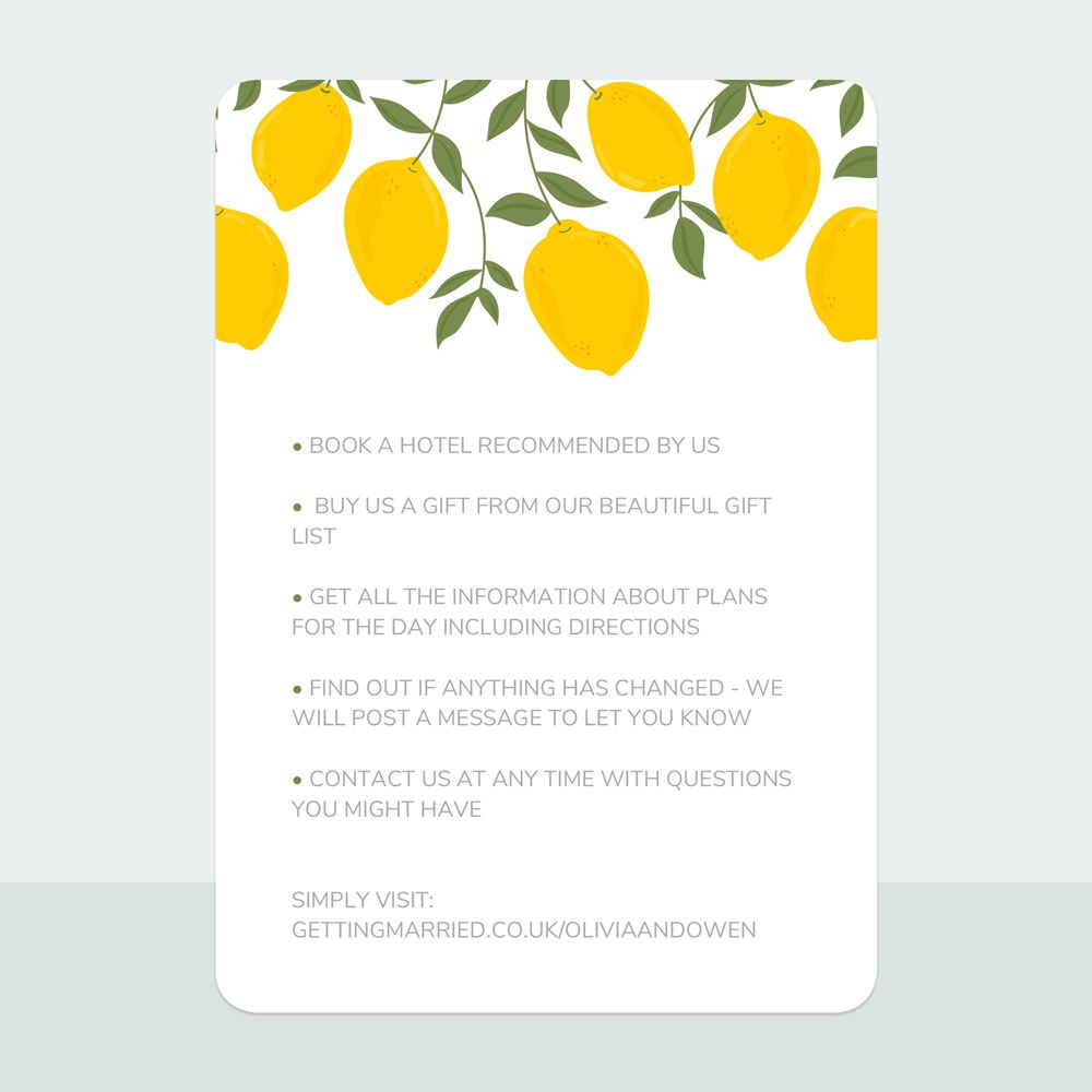 Lemons - Wedding Invitation & Information Card Suite
