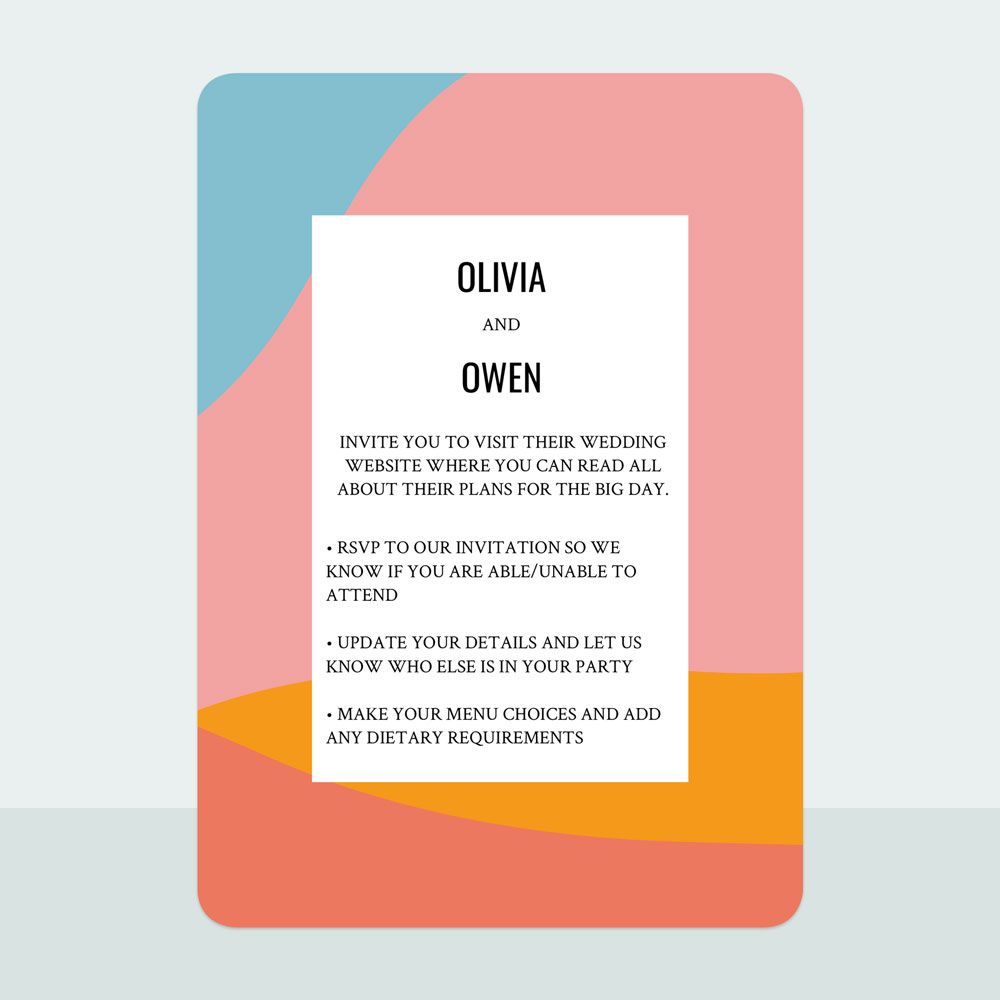 Colour Block Border - Wedding Invitation & Information Card Suite