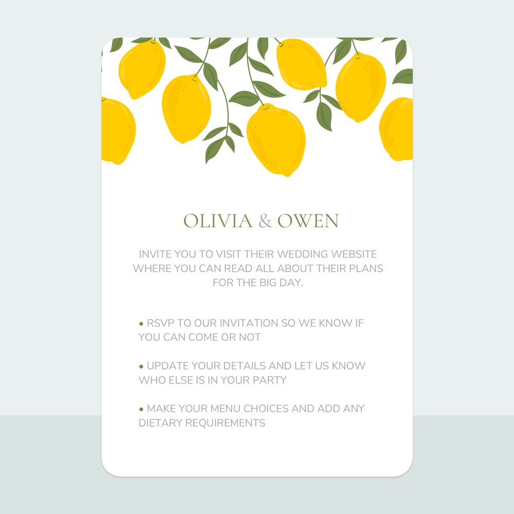 Lemons - Wedding Invitation & Information Card Suite