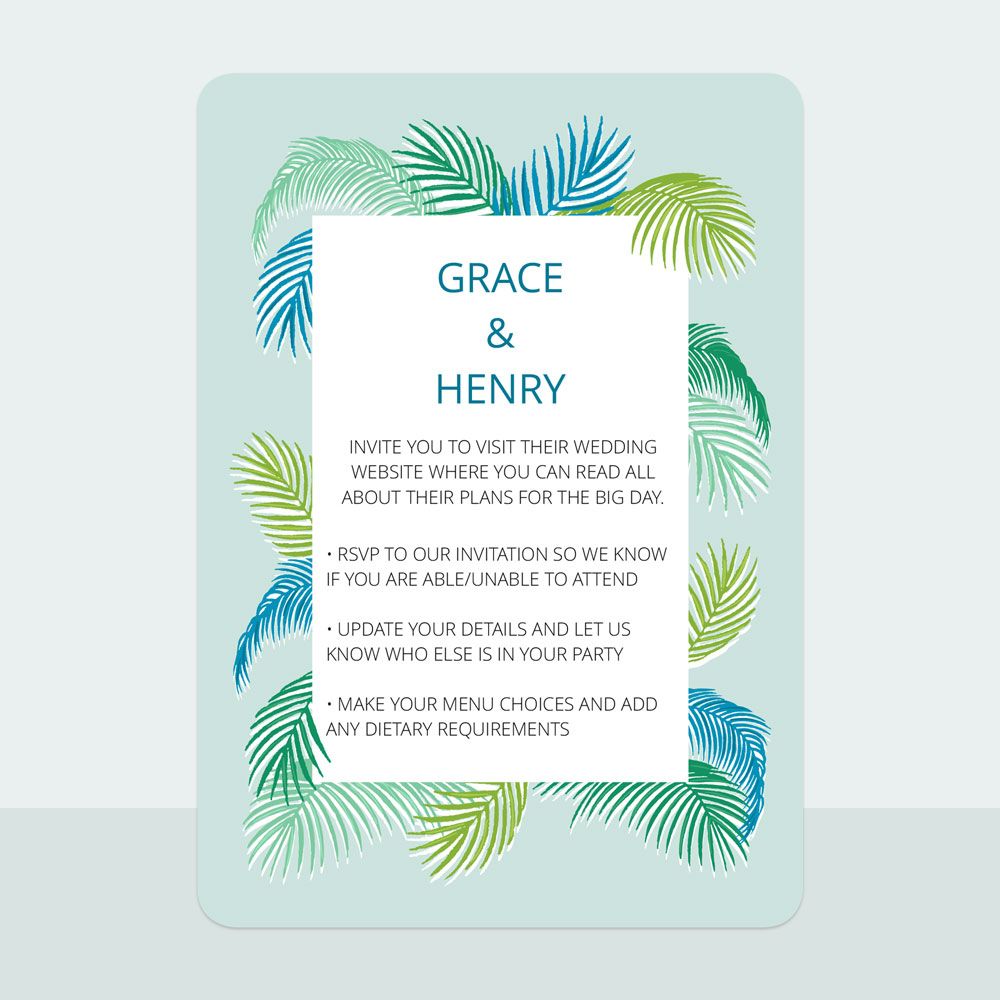 Tropical Fern - Wedding Invitation & Information Card Suite