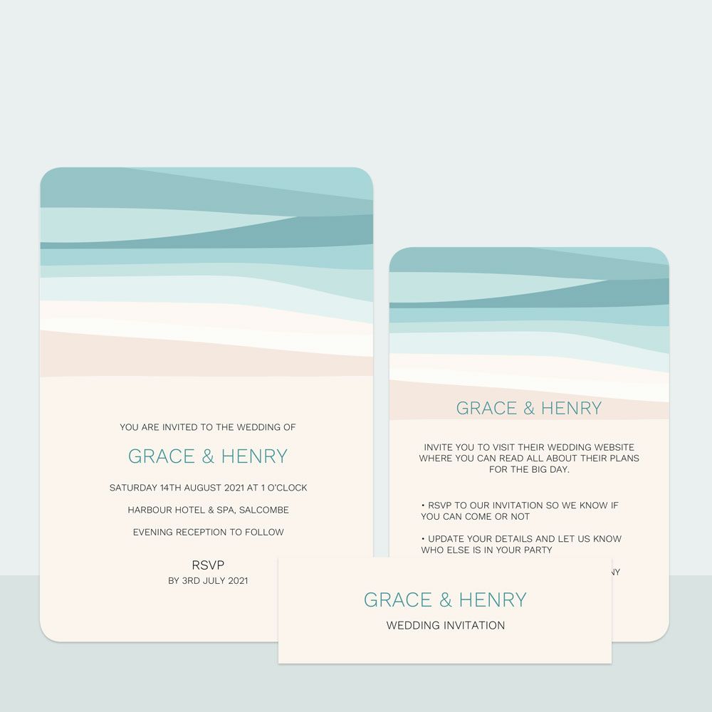 Abstract Beach - Wedding Invitation & Information Card Suite