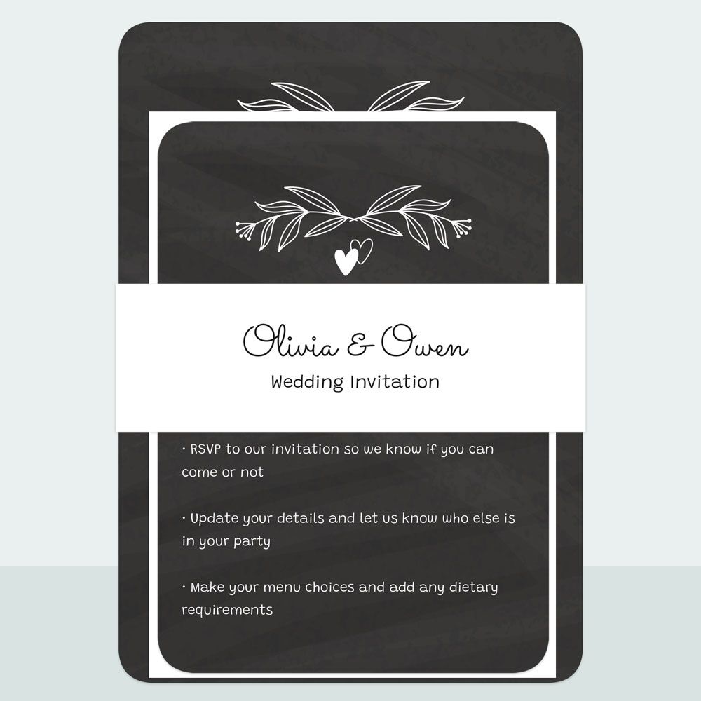 Chalkboard Hearts - Wedding Invitation & Information Card Suite
