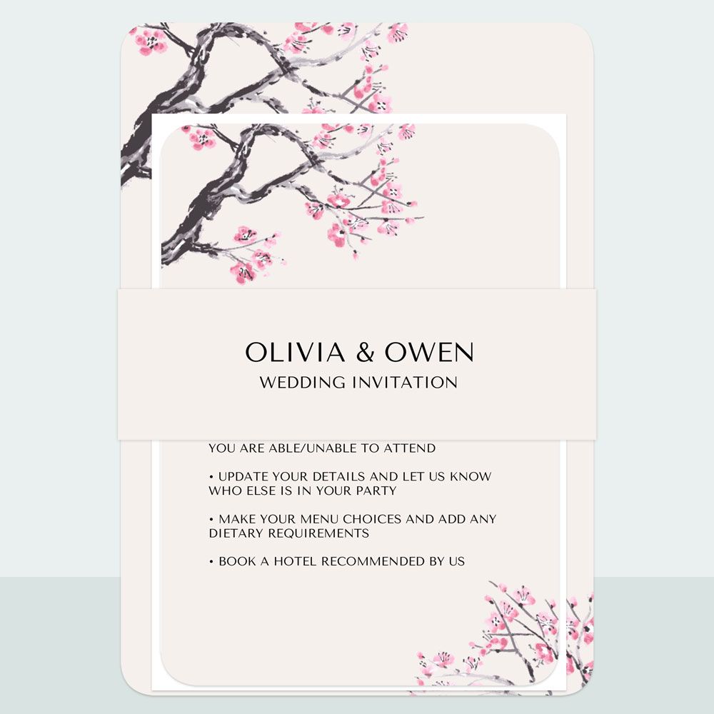 Cherry Blossom - Wedding Invitation & Information Card Suite