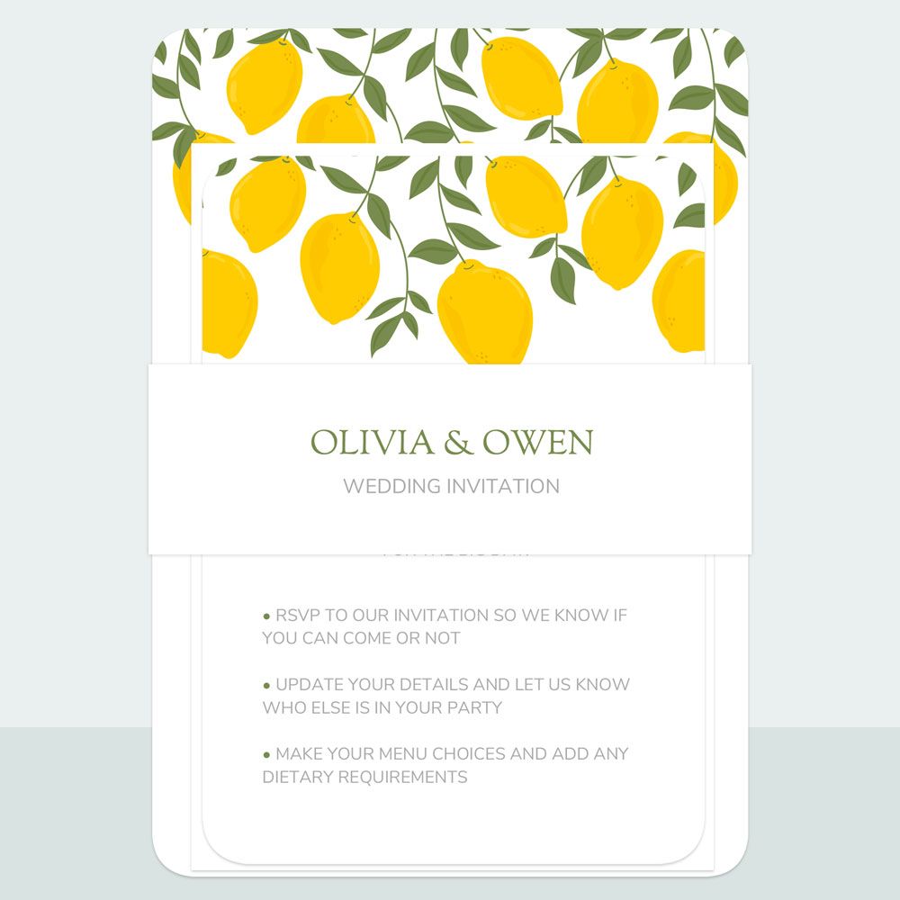 Lemons - Wedding Invitation & Information Card Suite