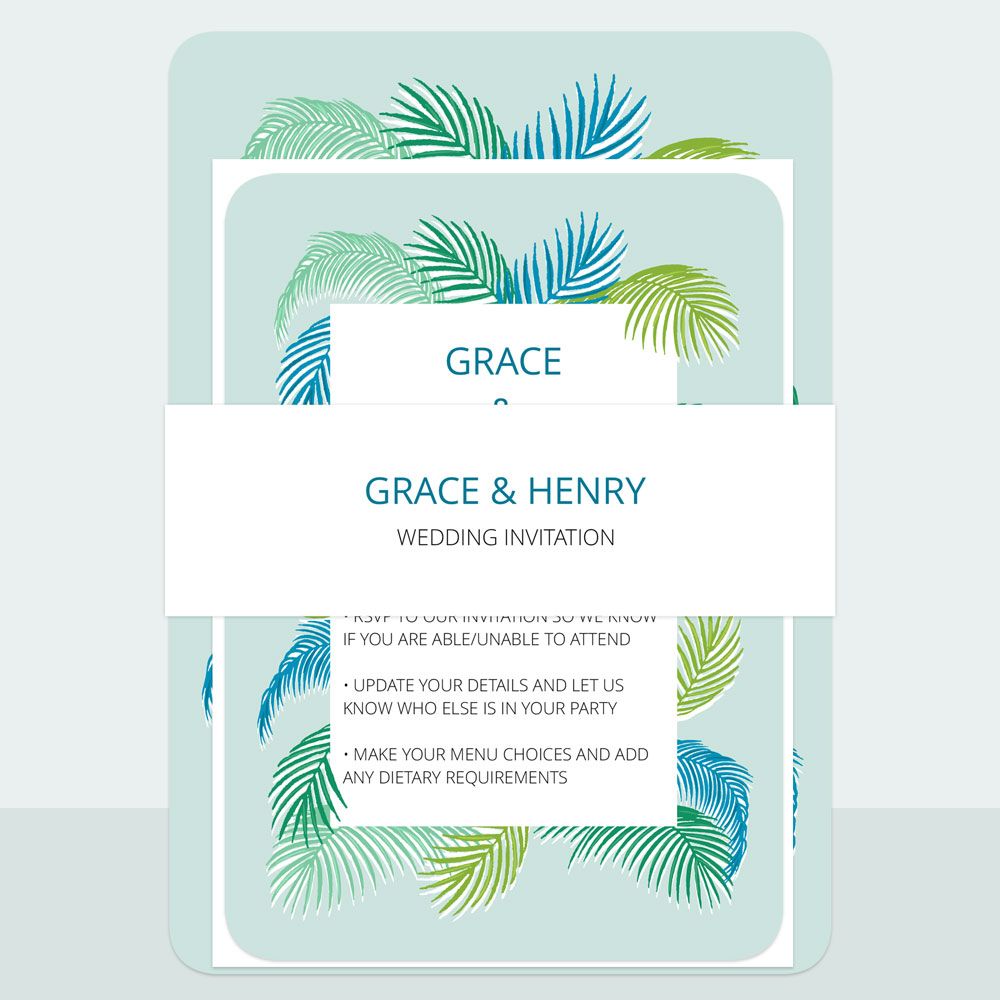 Tropical Fern - Wedding Invitation & Information Card Suite