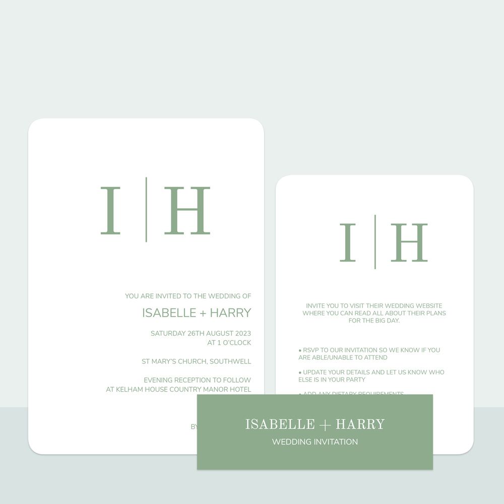 Classic Modern Monogram - Wedding Invitation & Information Card Suite