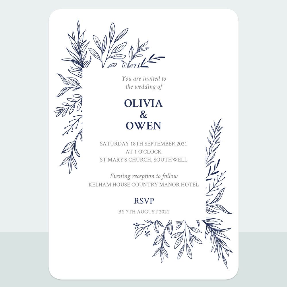 Blossom Sketch - Iridescent Wedding Invitation & Information Card Suite