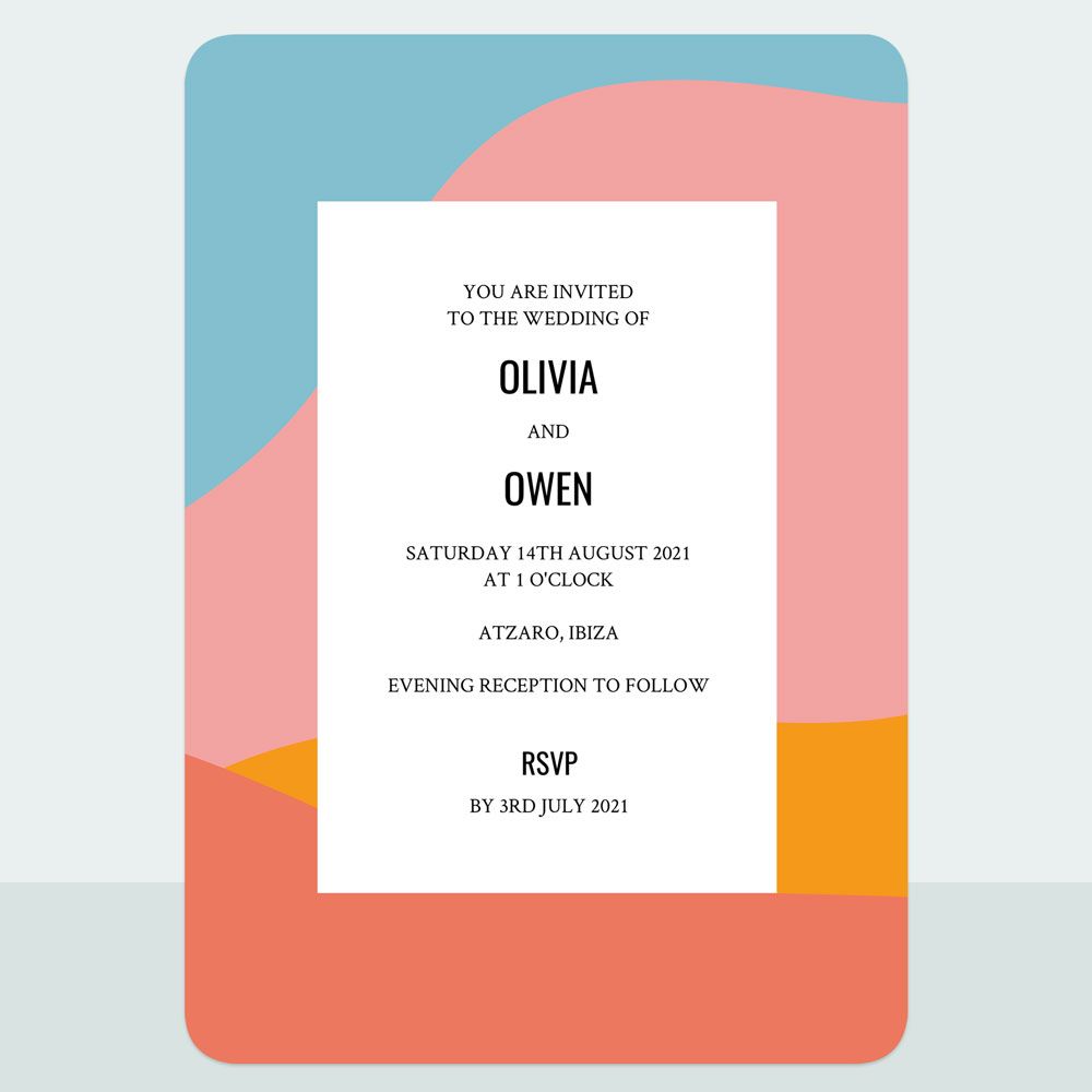 Colour Block Border - Wedding Invitation & Information Card Suite